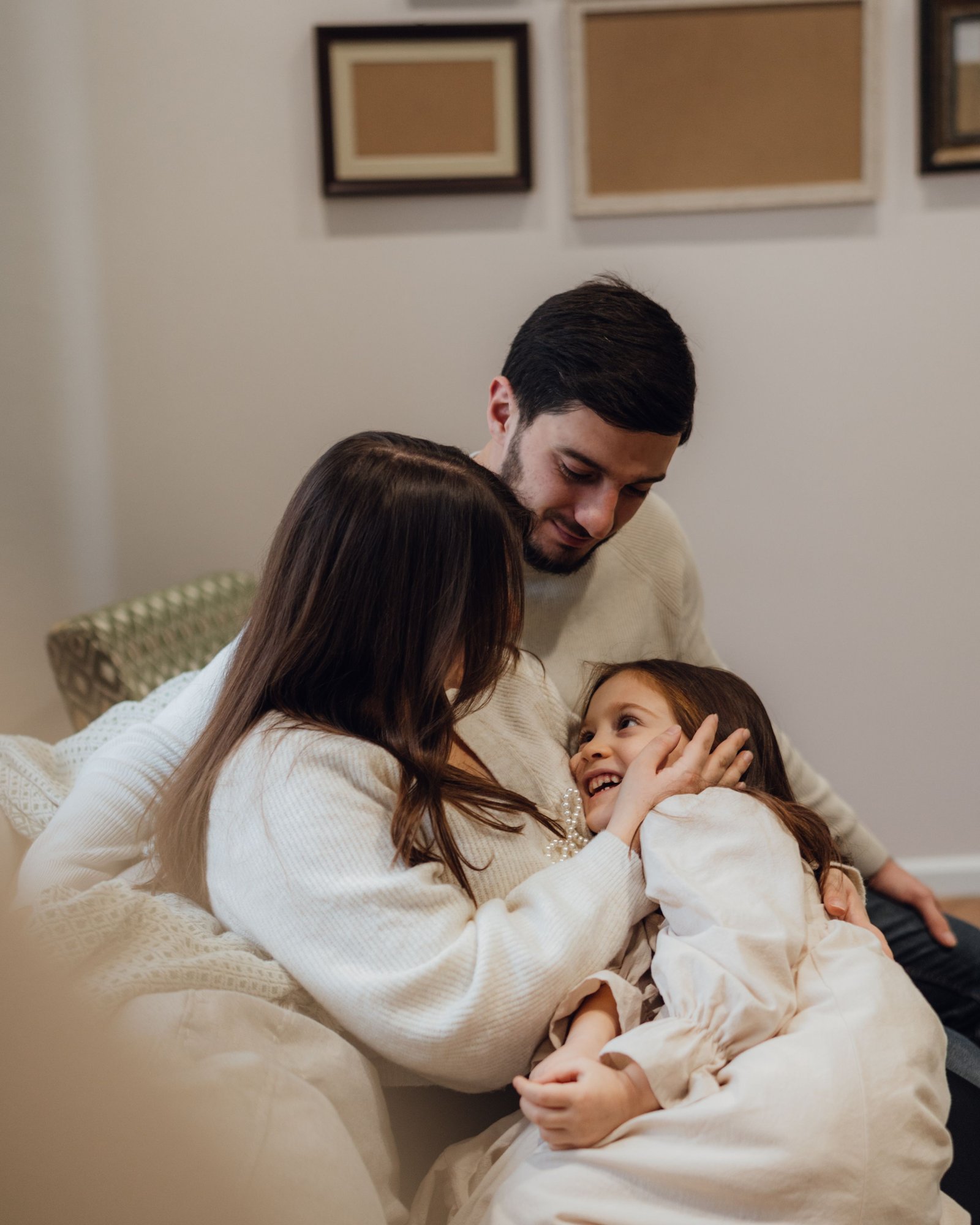 A family sharing a quiet moment together at home